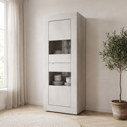 Vitrine contemporaine 61 cm pin blanc Agathe