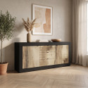 Buffet/bahut moderne 207 cm noir mat/ch&ecirc;ne p&eacute;ro Agathe