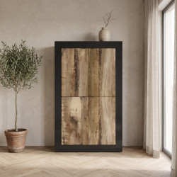 Vaisselier/argentier moderne noir mat/chêne péro Agathe