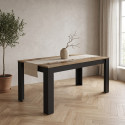 Table de salle &agrave; manger moderne noir mat/ch&ecirc;ne p&eacute;ro Agathe