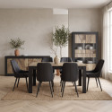 Salle &agrave; manger compl&egrave;te moderne noir mat/ch&ecirc;ne p&eacute;ro Agathe