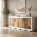 Buffet/bahut moderne 207 cm blanc/ch&ecirc;ne pero Agathe