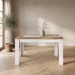 Table de salle à manger moderne blanc/chêne pero Agathe