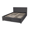 Lit avec 4 tiroirs en tissu gris foncé et sommier Ombrine