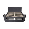 Lit avec 4 tiroirs en tissu gris foncé et sommier Ombrine