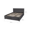 Lit avec 4 tiroirs en tissu gris foncé et sommier Ombrine