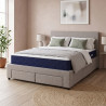 Lit avec 4 tiroirs en tissu gris clair et sommier Ombrine