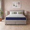 Lit avec 4 tiroirs en tissu gris clair et sommier Ombrine