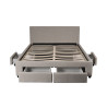 Lit avec 4 tiroirs en tissu gris clair et sommier Ombrine