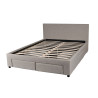Lit avec 4 tiroirs en tissu gris clair et sommier Ombrine