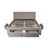 Lit avec 4 tiroirs en tissu gris clair et sommier Ombrine