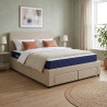 Lit avec 4 tiroirs en tissu beige et sommier Ombrine