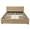 Lit avec 4 tiroirs en tissu beige et sommier Ombrine