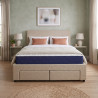 Lit avec 4 tiroirs en tissu beige et sommier Ombrine