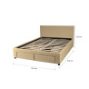 Lit avec 4 tiroirs en tissu beige et sommier Ombrine