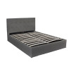 Lit coffre capitonné tissu gris foncé avec sommier Sérénade