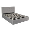 Lit coffre capitonné tissu gris clair avec sommier Sérénade