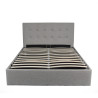 Lit coffre capitonné tissu gris clair avec sommier Sérénade