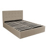 Lit coffre 140x190 capitonné tissu beige avec sommier Sérénade