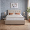 Lit coffre 140x190 capitonné tissu beige avec sommier Sérénade