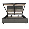 Lit coffre capitonné à oreilles tissu gris foncé avec sommier Écrin