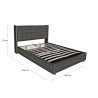 Lit coffre capitonné à oreilles tissu gris foncé avec sommier Écrin