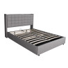 Lit coffre capitonné à oreilles tissu gris clair avec sommier Écrin
