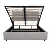 Lit coffre capitonné à oreilles tissu gris clair avec sommier Écrin