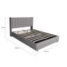 Lit coffre capitonné à oreilles tissu gris clair avec sommier Écrin