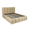 Lit coffre en tissu beige à tête de lit matelassée Cocon