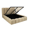 Lit coffre en tissu beige à tête de lit matelassée Cocon