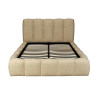 Lit coffre en tissu beige à tête de lit matelassée Cocon