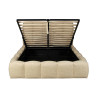 Lit coffre en tissu beige à tête de lit matelassée Cocon