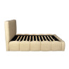 Lit coffre en tissu beige à tête de lit matelassée Cocon
