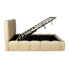 Lit coffre en tissu beige à tête de lit matelassée Cocon