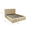 Lit coffre en tissu beige à tête de lit matelassée Cocon