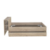 Lit 140x190 avec tête de lit étagère et 2 tiroirs chêne blanchi Linnéa
