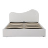 Lit coffre en tissu bouclette blanc à tête de lit ondulée Houlette