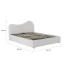 Lit coffre en tissu bouclette blanc à tête de lit ondulée Houlette