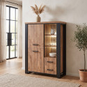 Vaisselier/argentier style industriel ch&ecirc;ne/noir Esteline