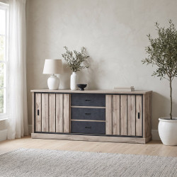 Buffet/bahut contemporain 225 cm chêne canada Emilia
