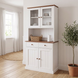 Vaisselier/argentier style campagne 90 cm en pin massif blanc Radja