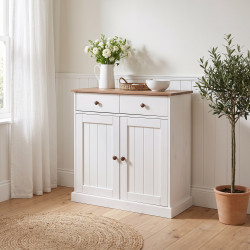 Meuble de rangement style campagne en pin massif blanc Radja