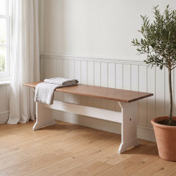 Banc de cuisine style campagne en pin massif blanc Radja