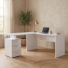 Bureau d'angle moderne blanc laqué brillant Sévina