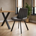 Chaise de salle &agrave; manger moderne en PU gris (lot de 4) Helley