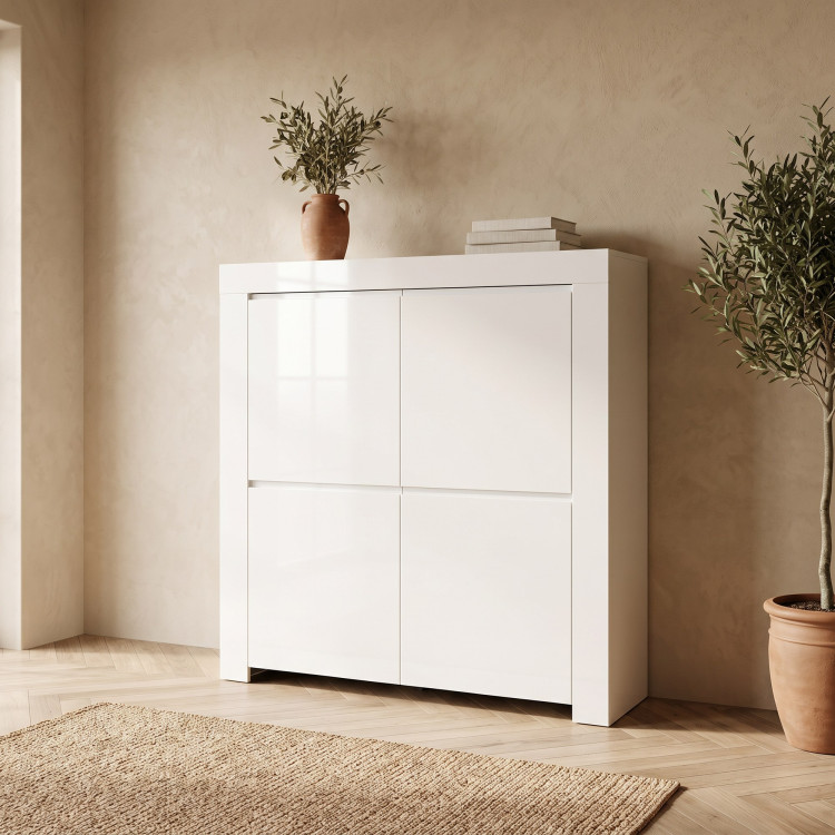 Buffet haut moderne laqué blanc brillant Twist