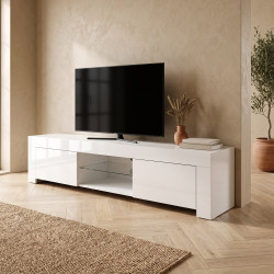 Meuble TV moderne laqué blanc brillant 190 cm Twist