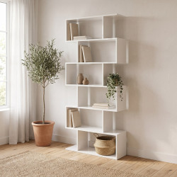 Bibliothèque moderne laqué blanc brillant Calista