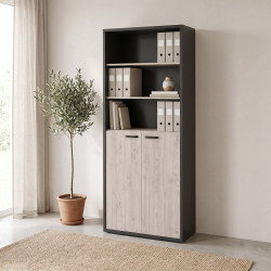 Armoire combinée de bureau contemporaine chêne/noir Salto